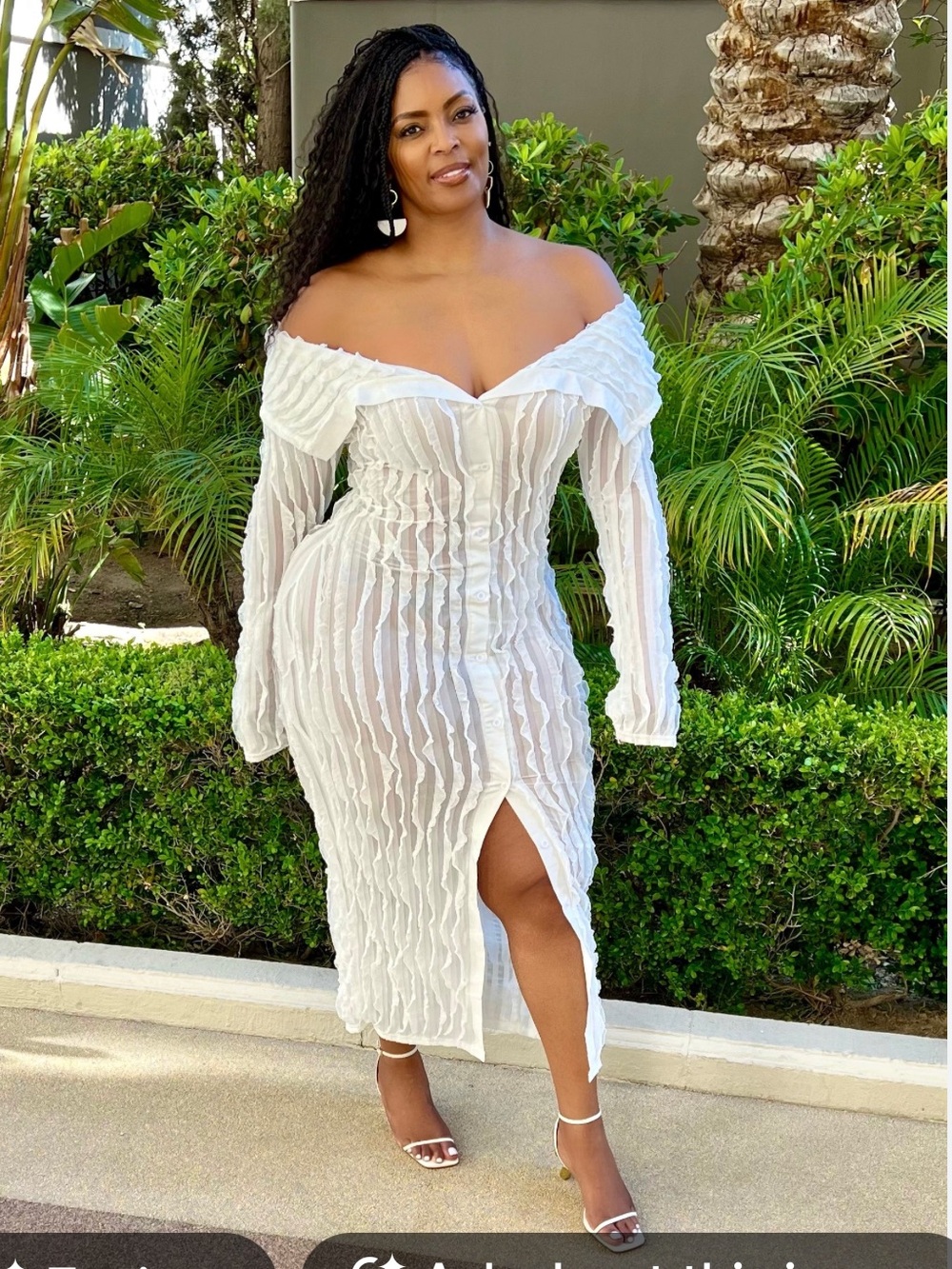 Sapphire Blue India White Sexy Off the Shoulder Mesh Ruffle Crinkle Maxi Dress M